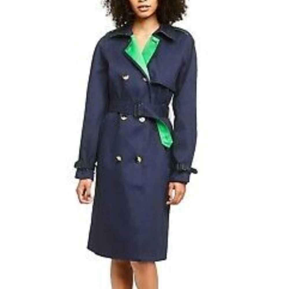 3.1 PHILLIP LIM Phillip For Target Trench Coat Navy Blue Green - Picture 3 of 7